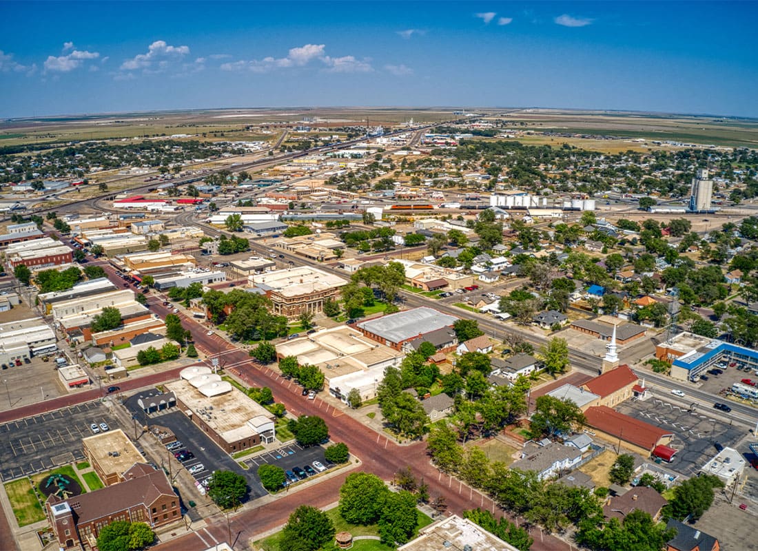 Edinburg, TX - Aerial View of the Agricultural Hub and Town of Dalhart, Texas